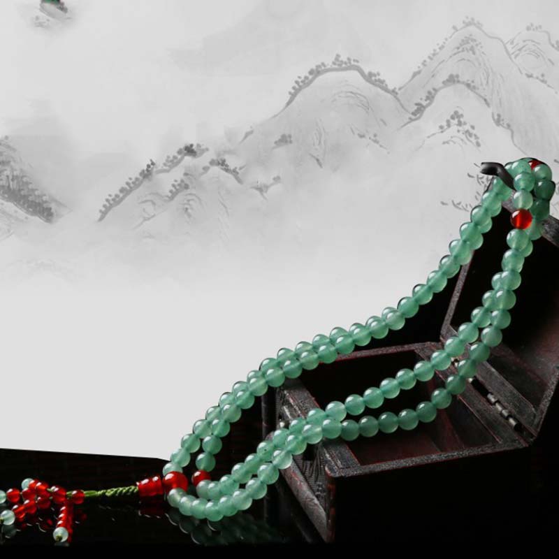 108 Beads Green Aventurine Red Agate Luck Mala Bracelet