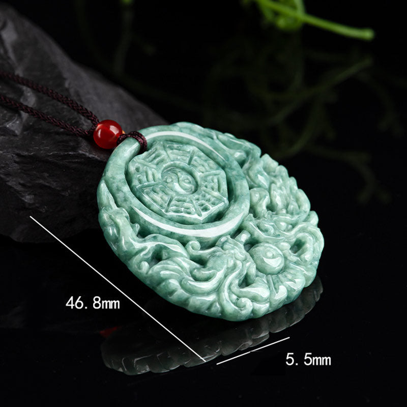 Buddha Stones Dragon Jade Yin Yang Balance Necklace String Pendant