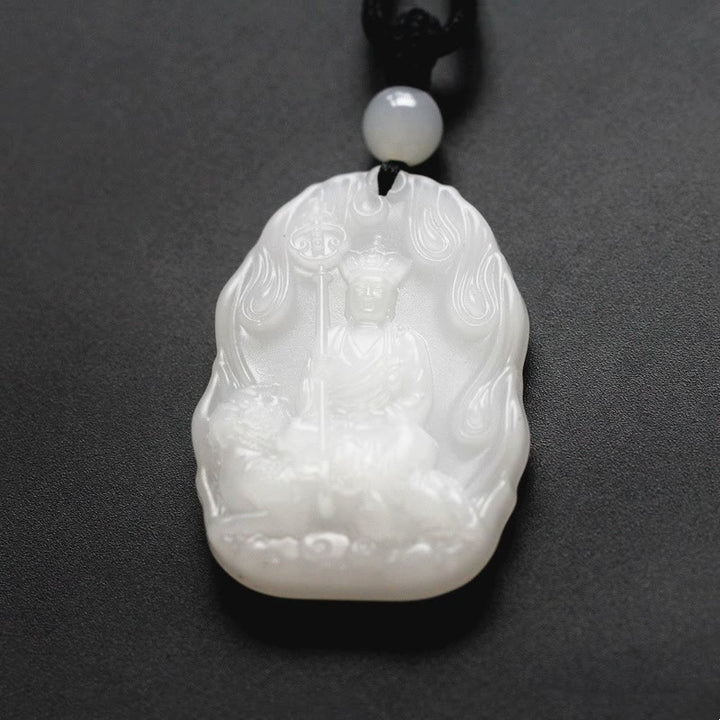 Buddha Stones Ksitigarbha Buddha Liuli Crystal Serenity Amulet Necklace Pendant