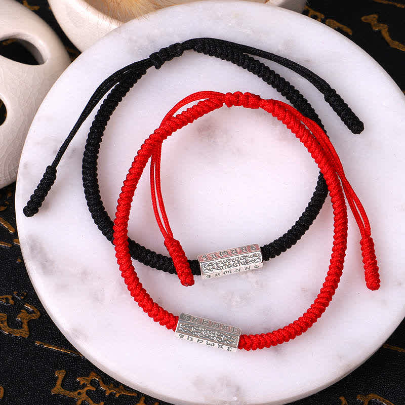 Buddha Stones Om Mani Padme Hum Luck Protection Red String Bracelet