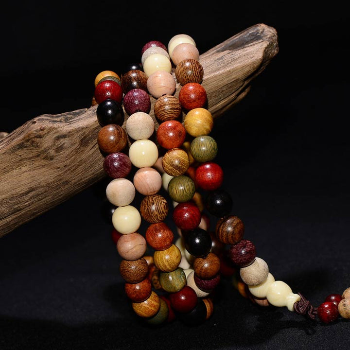 Buddha Stones  108 Beads Wenge Wood Mala Blessing Meditation Bracelet