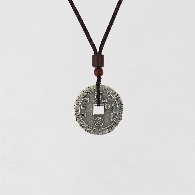 Buddha Stones Bagua Yin Yang Copper Coin Star Balance Energy Necklace Pendant