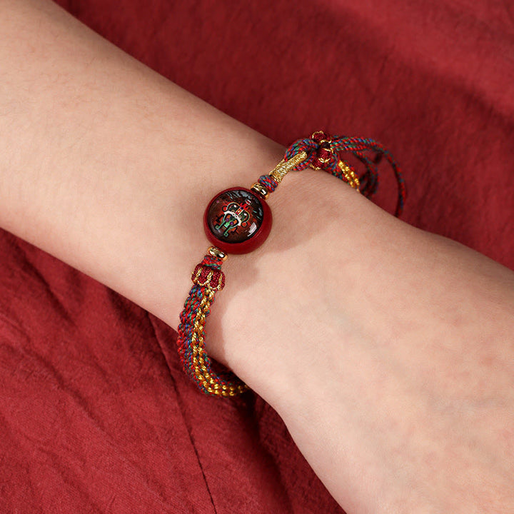 Buddha Stones Colorful Rope Cinnabar Thangka Blessing Braided Bracelet