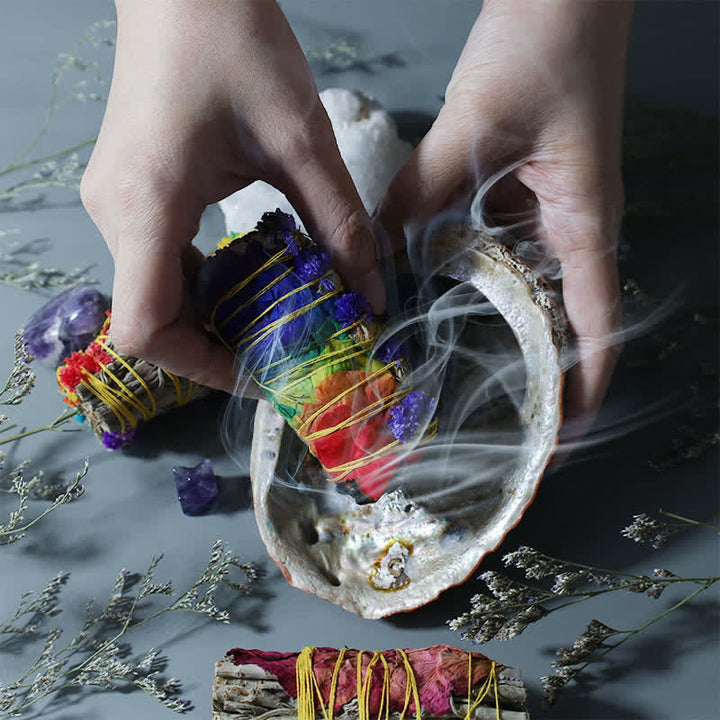 Red Rose Forget-me-not Colorful Daisy Smudge Stick for Home Cleansing Incense Healing Meditation Smudge Sticks Rituals