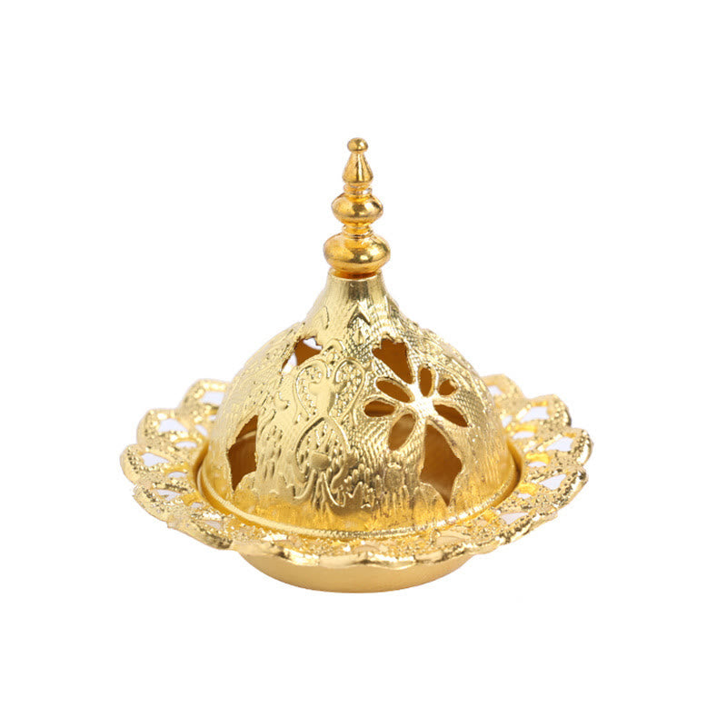 Gold Gourd Star Feather Spiritual Meditation Mini Alloy Metal Incense Burner