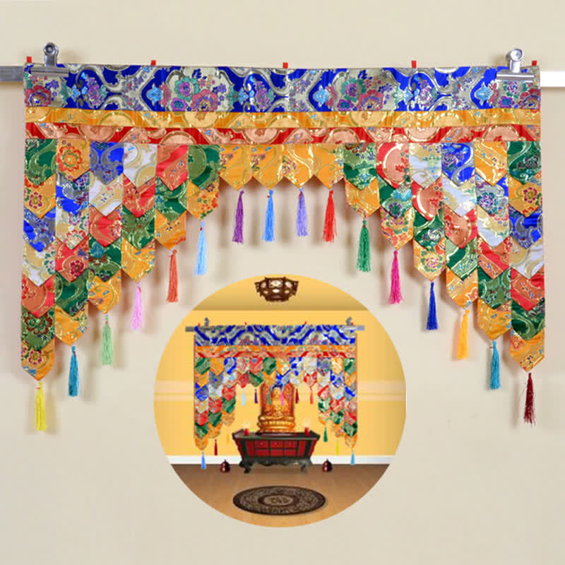 Tibetan Five Colors Hanging Curtain Prayer Altar Healing Meditation Curtain