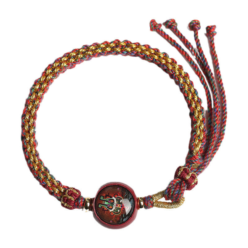 Buddha Stones Colorful Rope Cinnabar Thangka Blessing Braided Bracelet