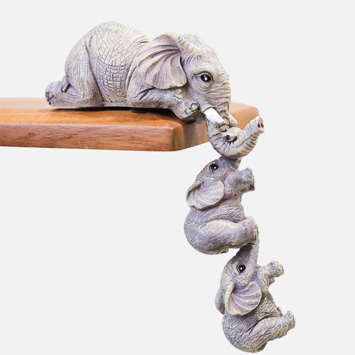 Buddha Stones 3pcs Feng Shui Elephant Sitter Figurines Wealth Figurine Home Decoration