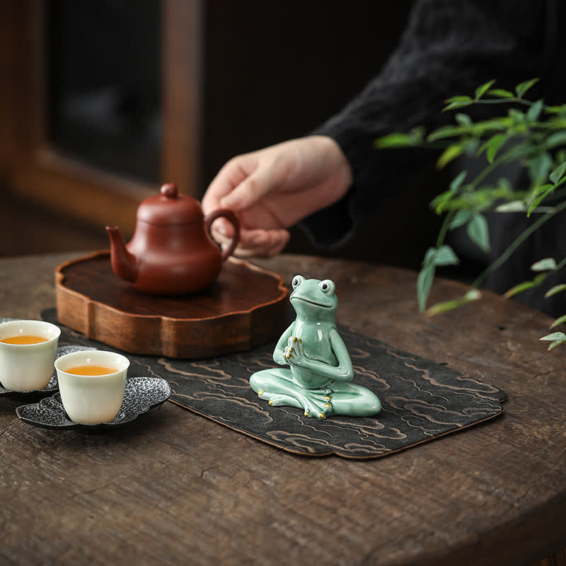 Meditating Ceramic Zen Frog Statue Decoration