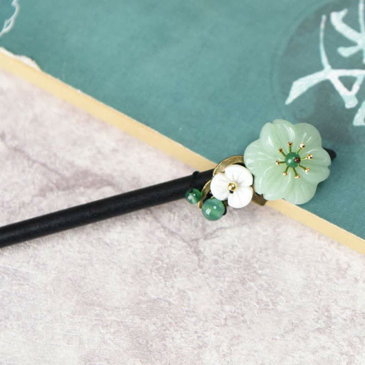 Buddha Stones Green Aventurine Flower Agate Positivity Hairpin Decoration