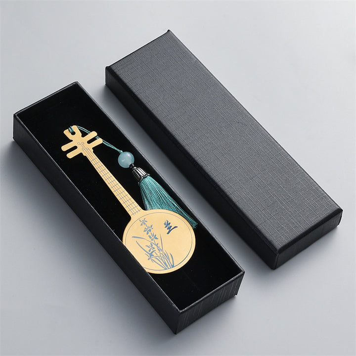 Buddha Stones Classical Musical Instruments Pipa Guzheng Guqin Ruan Metal Bookmarks Tassel With Gift Box