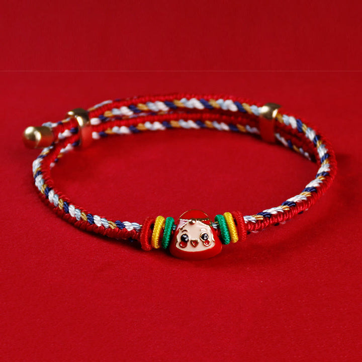 Buddha Stones Colorful Rope Zongzi Pattern Fu Character Luck Handmade Bracelet