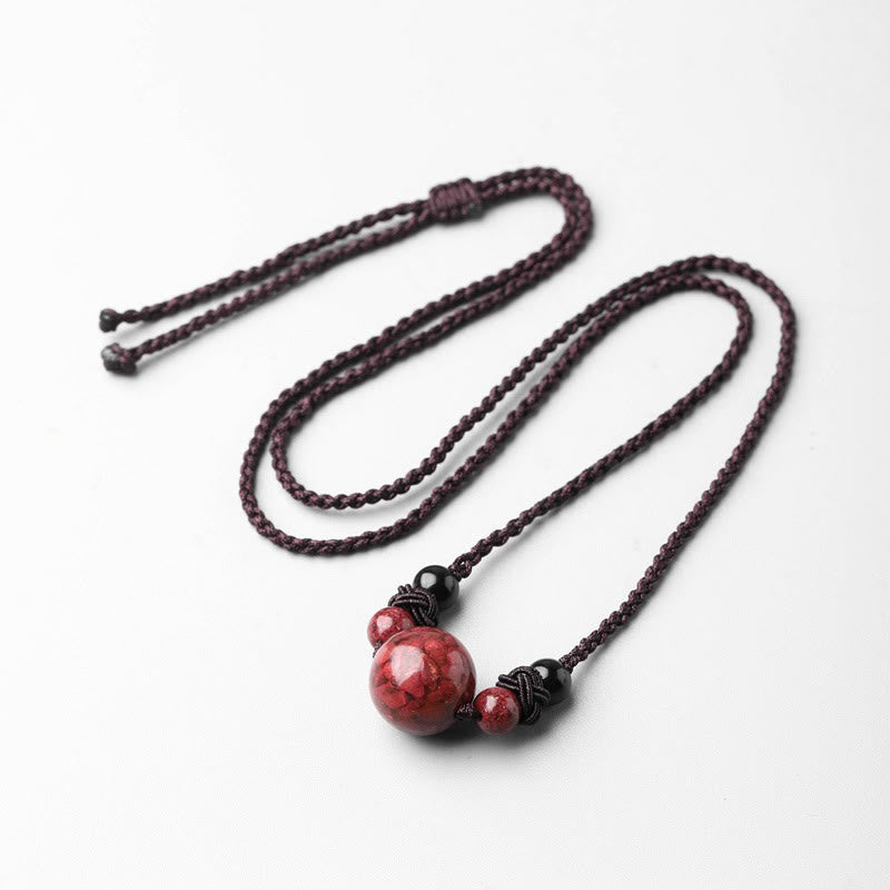 Buddha Stones Natural Cinnabar Stones Bead Blessing Necklace Pendant