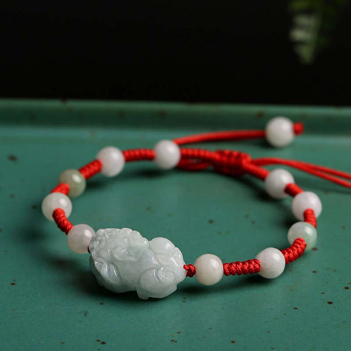 Buddha Stones Natural Jade PiXiu Luck Bracelet