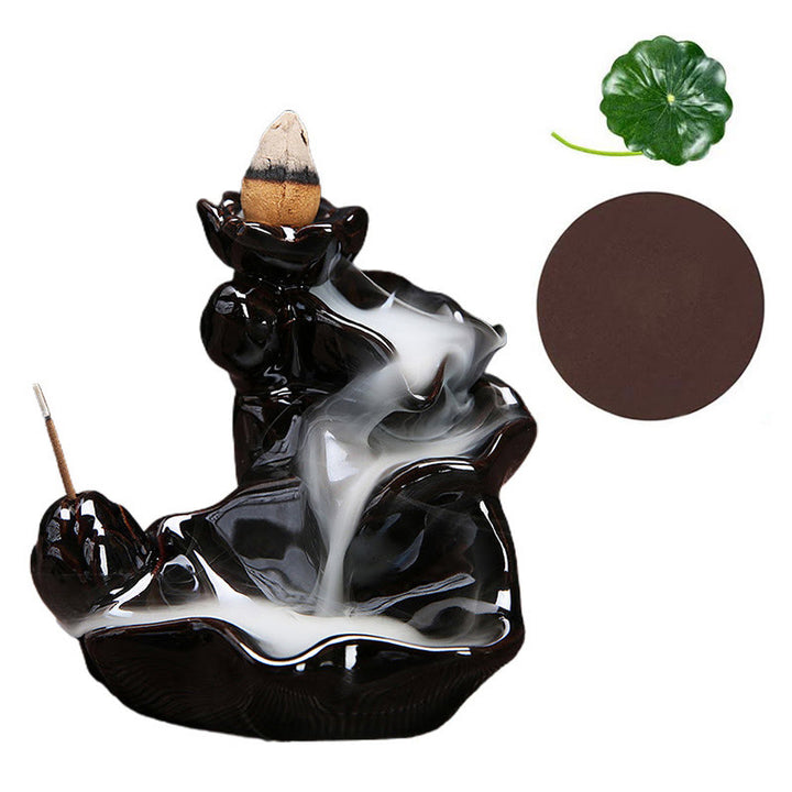 Handcrafted Waterfall Incense Holder Backflow Cone Ceramic Burner