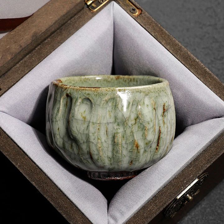 Buddha Stones Handcrafted Simple Cracked Ice Texture Chinese Jianzhan Ceramic Teacup Kung Fu Tea Cup