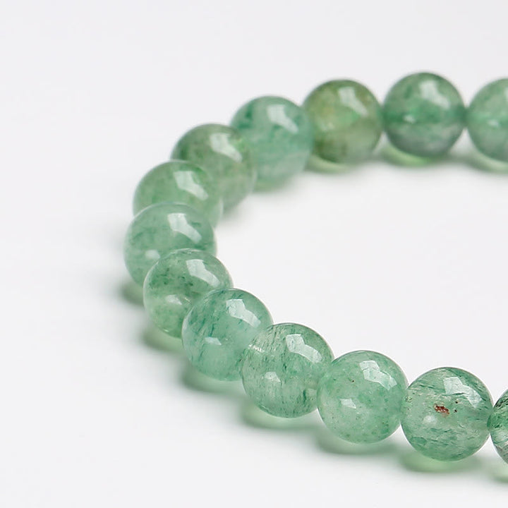 Buddha Stones Natural Green Strawberry Quartz Soothing Beaded Bracelet