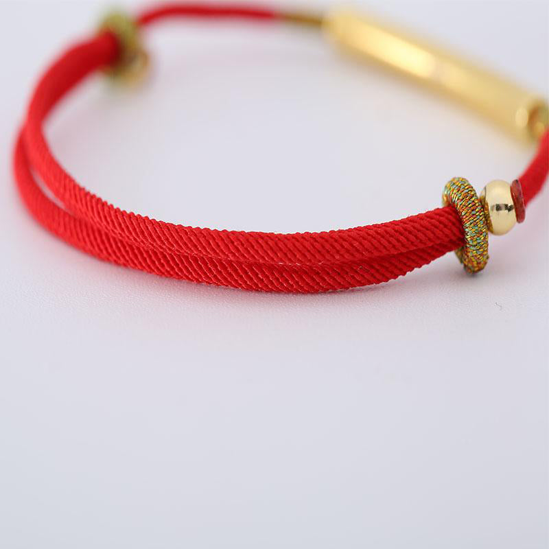 Buddha Stones Tibetan Buddhist Handmade Om Mantra Lucky Red String Bracelet