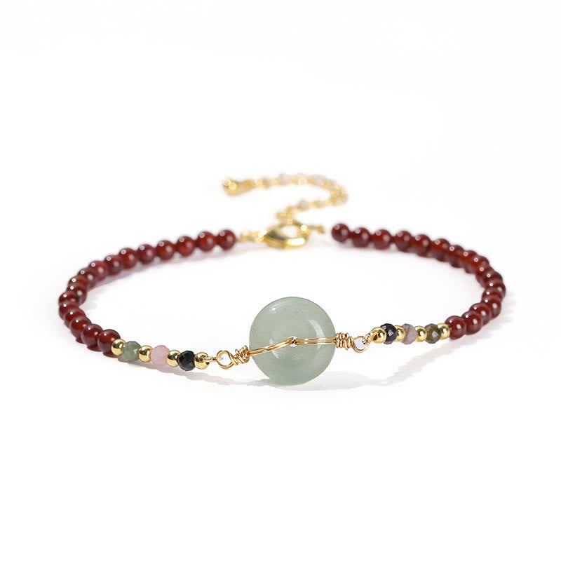 Buddha Stones Natural Garnet Peace Buckle Bead Calm Bracelet