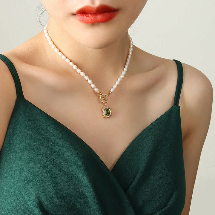 Pearl Zircon Wealth Charm Necklace Pendant