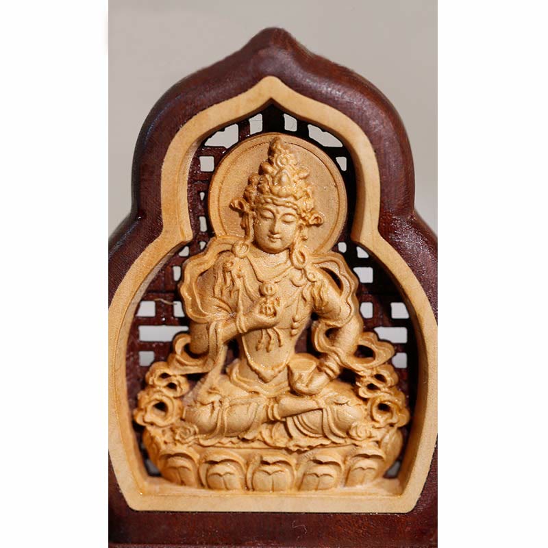 Vajrasattva Buddha Wood Engraved Compassion Statue Figurine Decoration