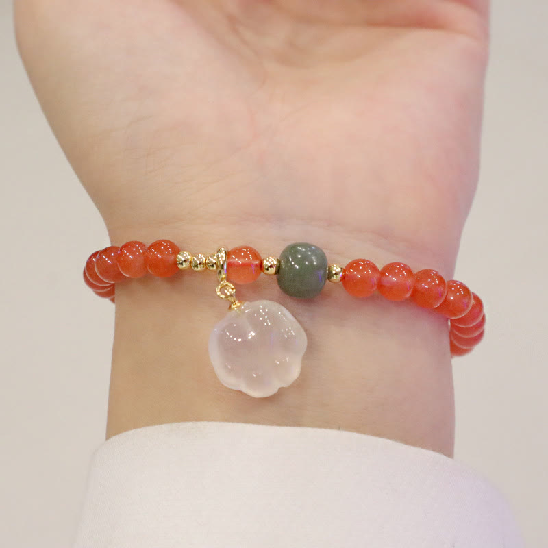 Buddha Stones Red Agate Chalcedony Cat Paw Jade Confidence Bracelet