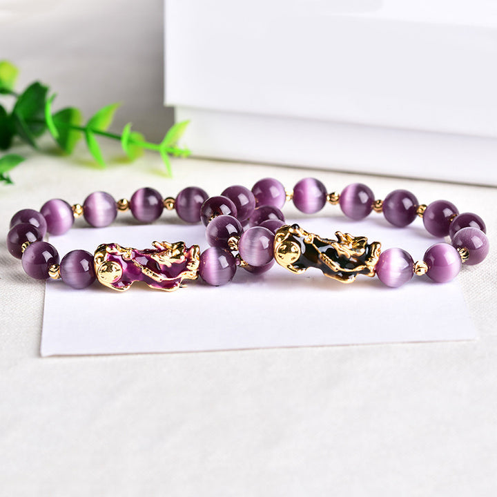 Buddha Stones Pixiu Cat Eye Wealth Bracelet