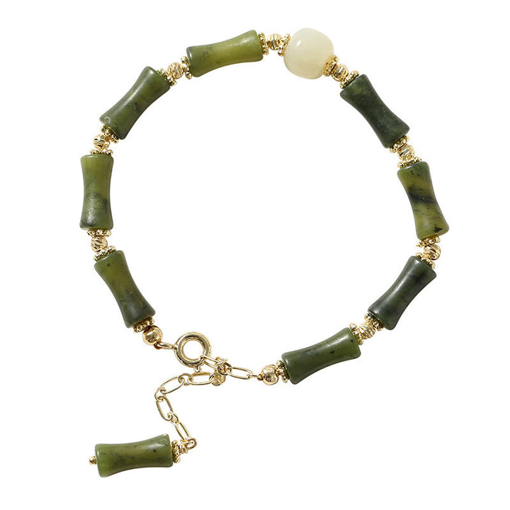 Buddha Stones Glass Bead Bamboo Luck Strength Chain Bracelet