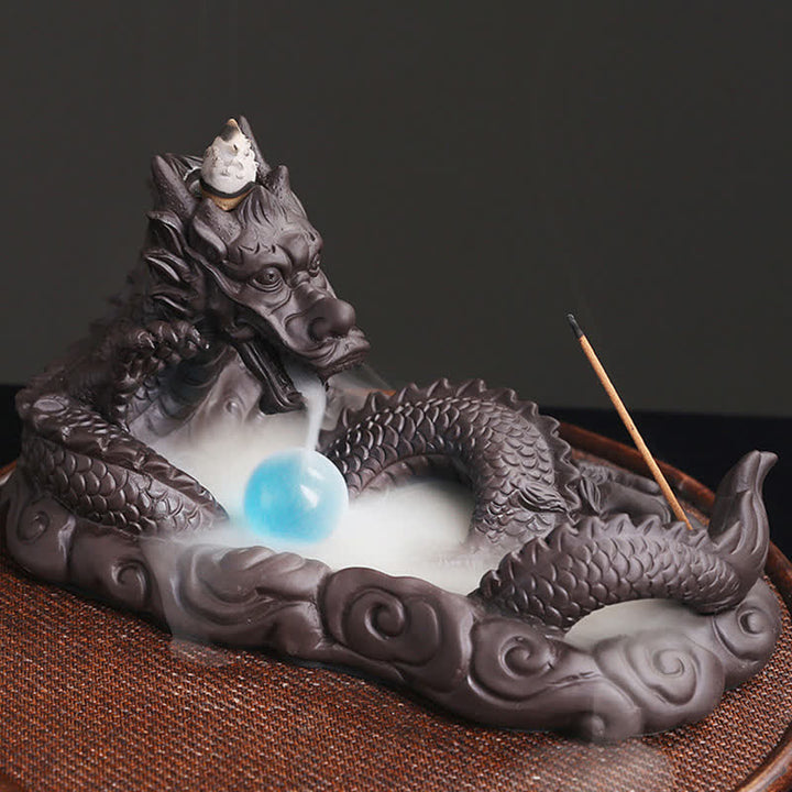 Dragon Playing Ball Flower Protection Incense Burner Decoration