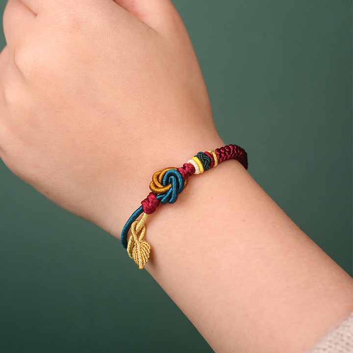 Buddha Stones Tibetan Handmade Mandala Knot Leaf Luck Rope Bracelet