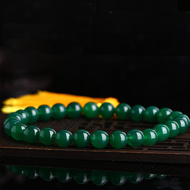 Natural Green Agate Wrist Mala Power Tassels Pocket Mala Car Decoration