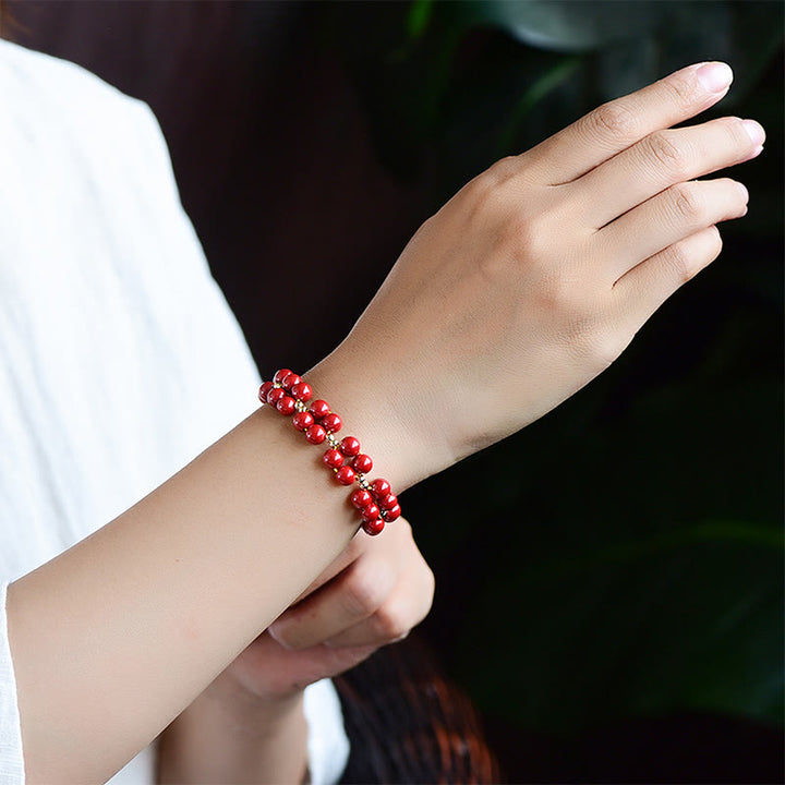 Buddha Stones Natural Cinnabar Beaded Blessing Bracelet