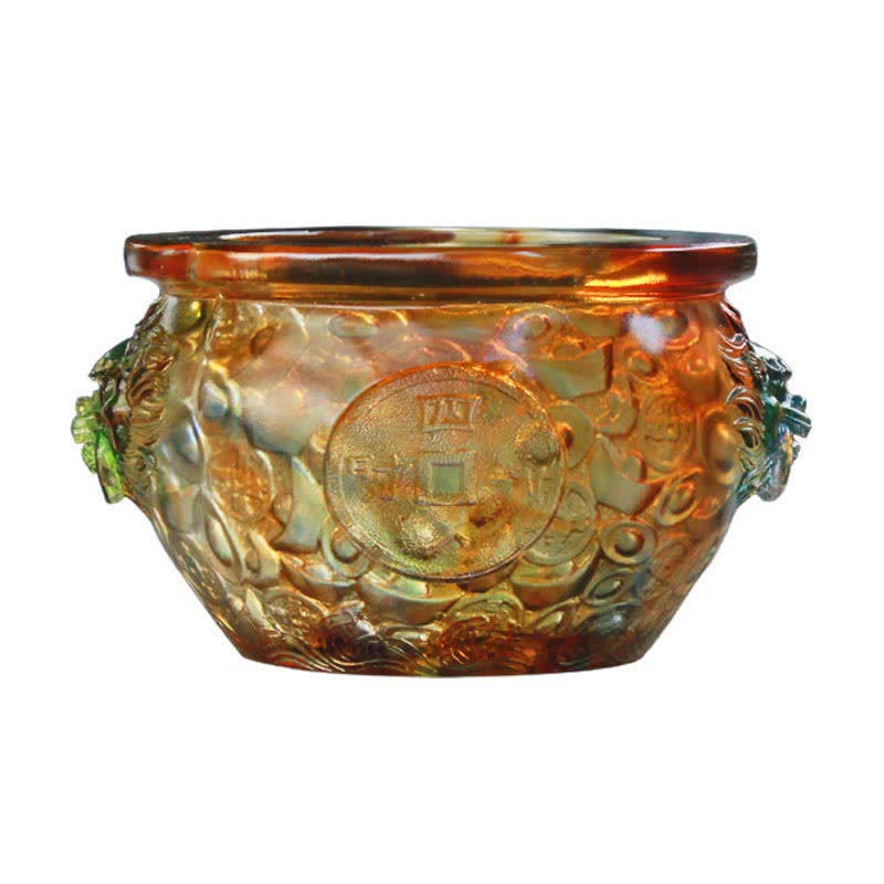 Handmade Liuli Crystal Treasure Bowl Art Piece Home Decoration