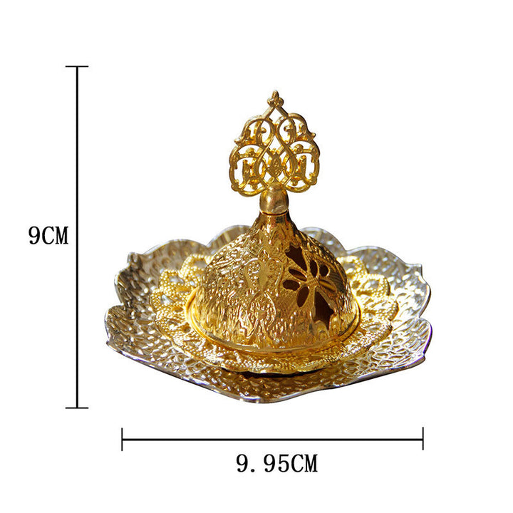 Gold Leaf Coaster Spiritual Mini Alloy Metal Incense Burner