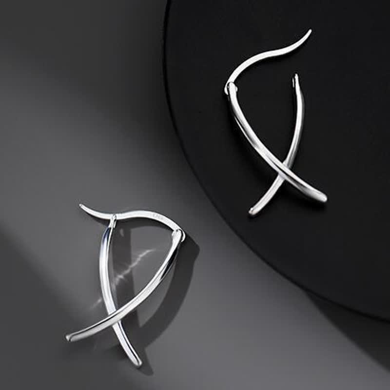 Geometric Cross Design Luck Hoop Earrings