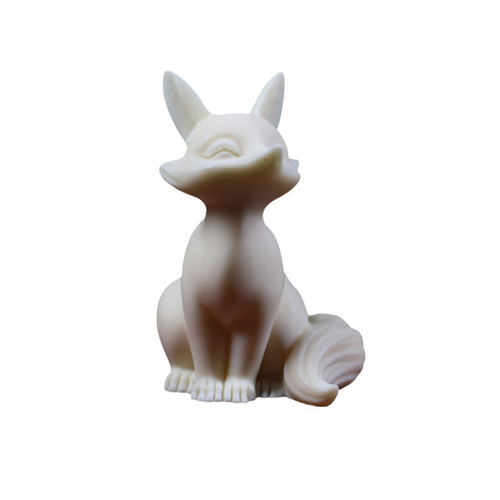 Buddha Stones Mini Nine-tailed Fox Ivory Fruit Protection Home Decoration