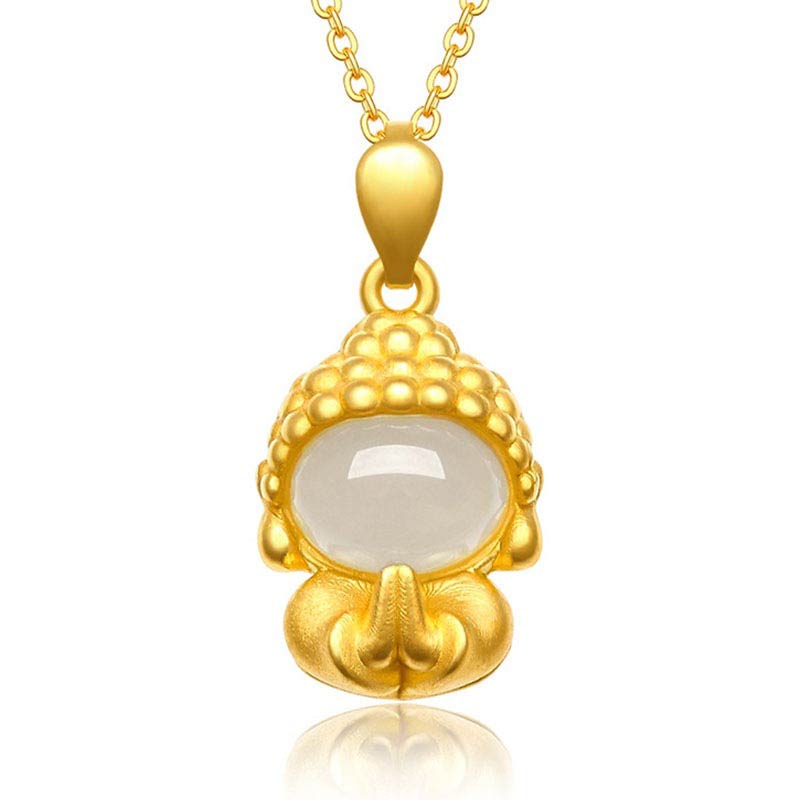 White Jade Buddha Success Pendant Necklace