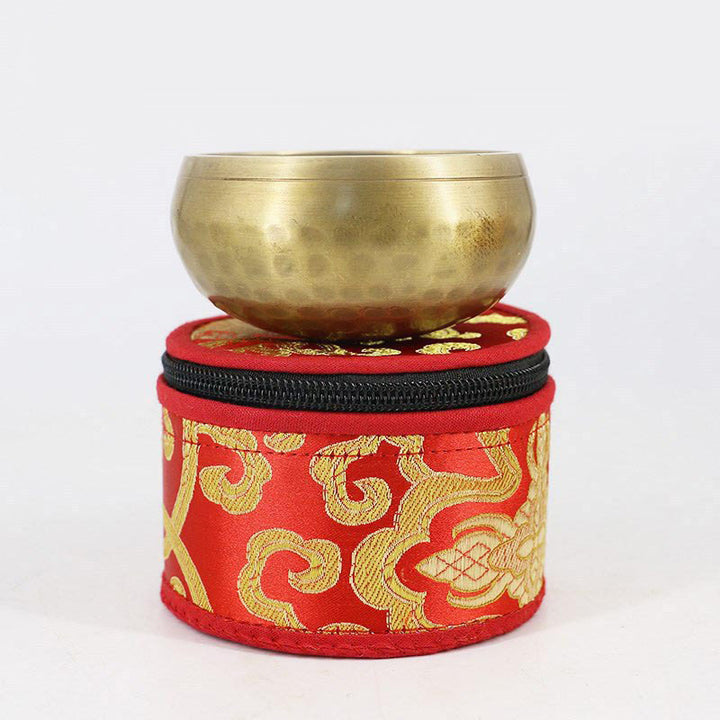 Tibetan Singing Bowl Storage Bag with Zipper Closure Decoration