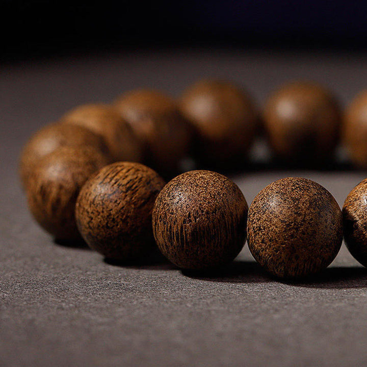 Buddha Stones Chinese Zodiac Natal Buddha Natural Agarwood Silver Peace Calm Bracelet