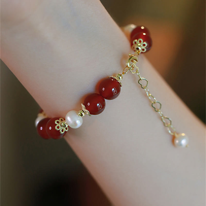 Buddha Stones Red Agate Pearl Confidence Self-acceptance Bracelet