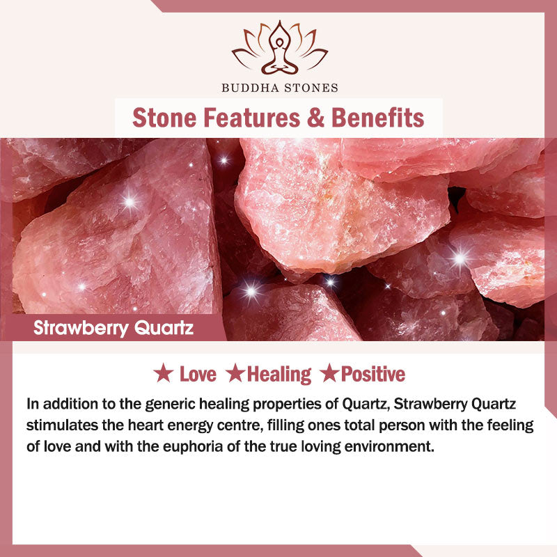 Buddha Stones Natural Strawberry Quartz Crystal Love Heart Healing Positive Bracelet