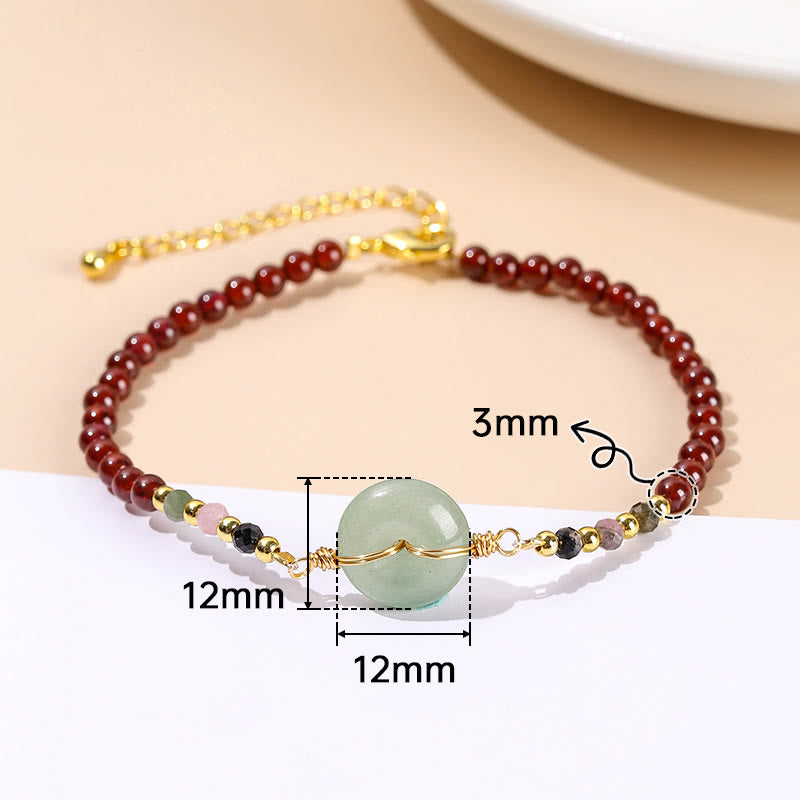 Buddha Stones Natural Garnet Peace Buckle Bead Calm Bracelet