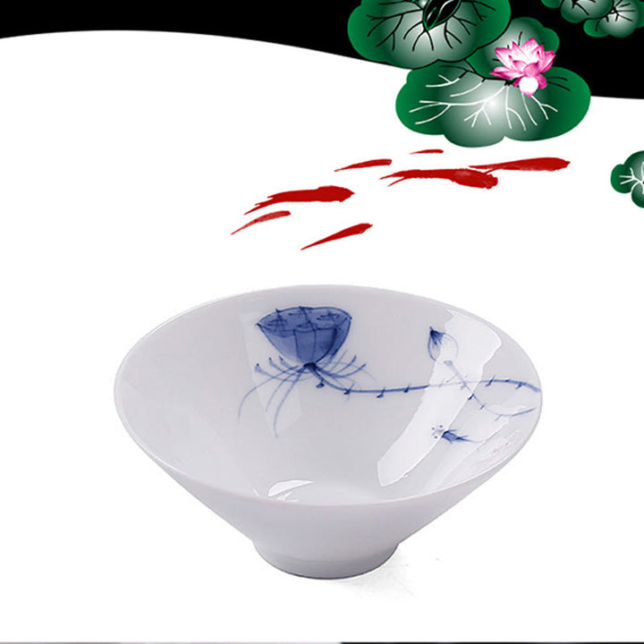 Buddha Stones Vintage Plum Orchid Bamboo Chrysanthemum Lotus Koi Fish Ceramic Teacup Kung Fu Tea Cups