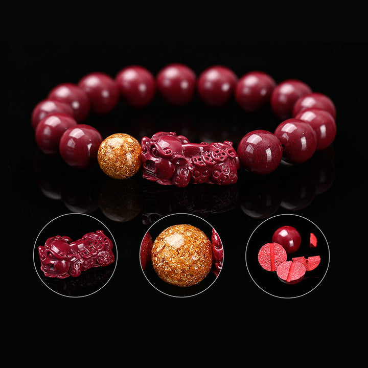 Buddha Stones Tibetan Cinnabar Pixiu Calm Bracelet