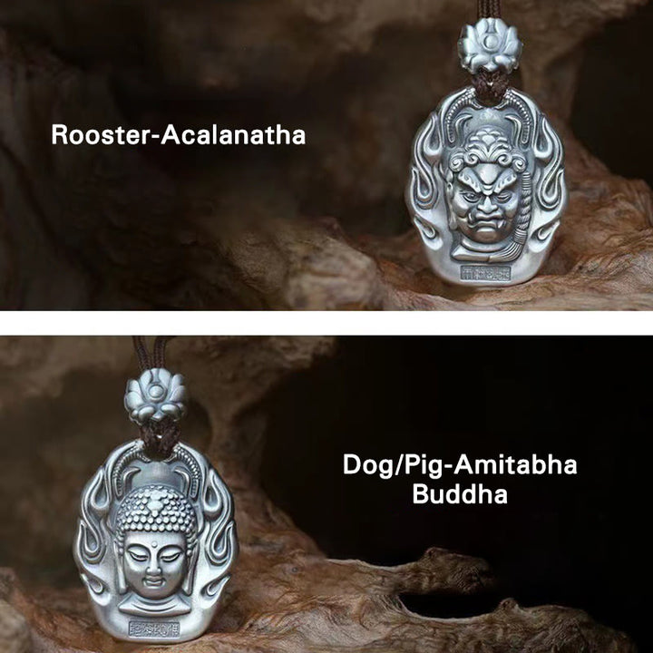 Buddha Stones Chinese Zodiac Natal Buddha Om Mani Padme Hum Lotus Compassion Necklace Pendant