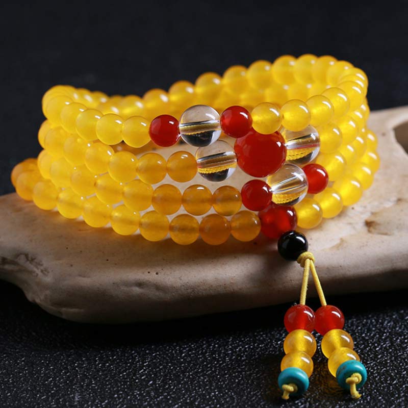 108 Mala Beads Yellow Chalcedony Harmony Bracelet