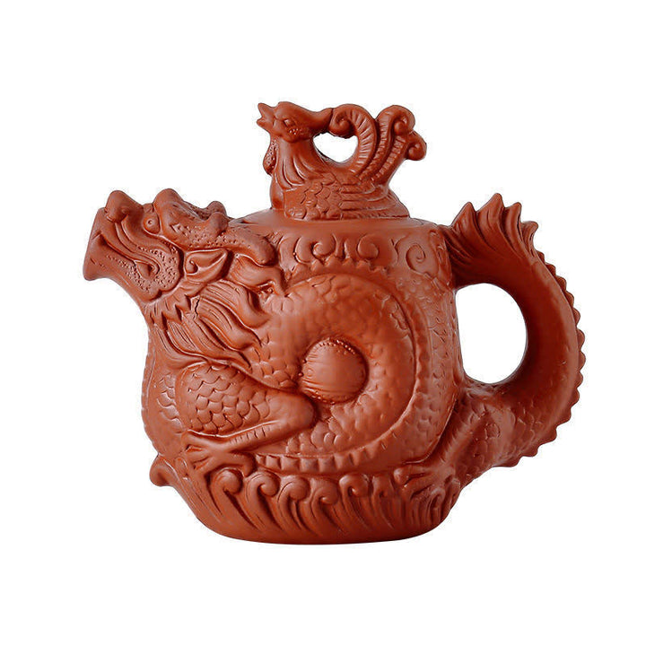 Vintage Dragon Phoenix Ceramic Teapot