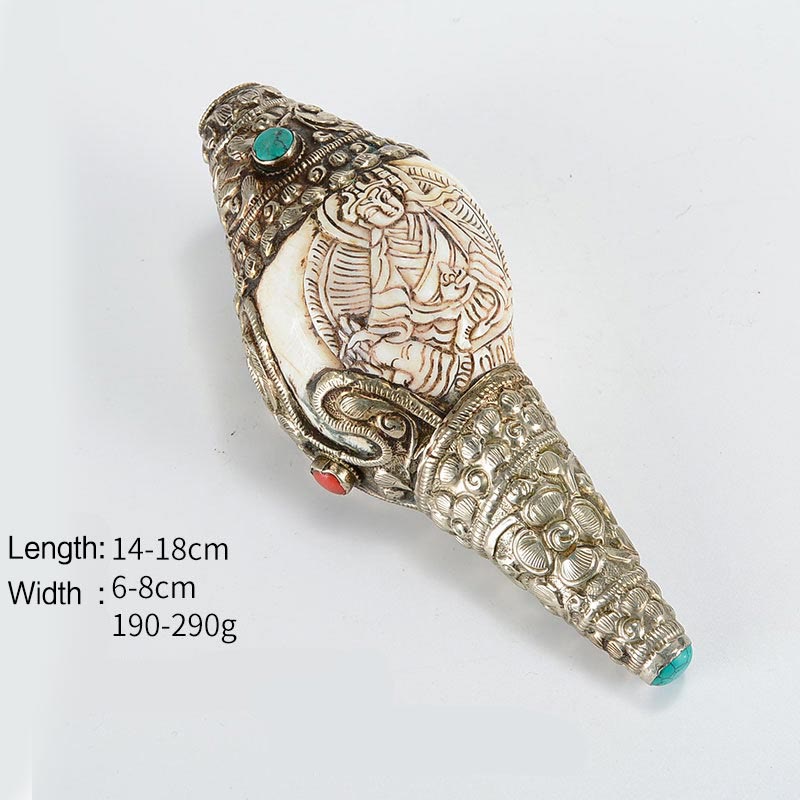 Tibetan Handmade Engraved Shankha Buddha Conch Shell Wealth Positive Decoration