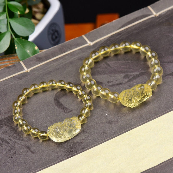 Buddha Stones FengShui Citrine PiXiu Wealth Bracelet