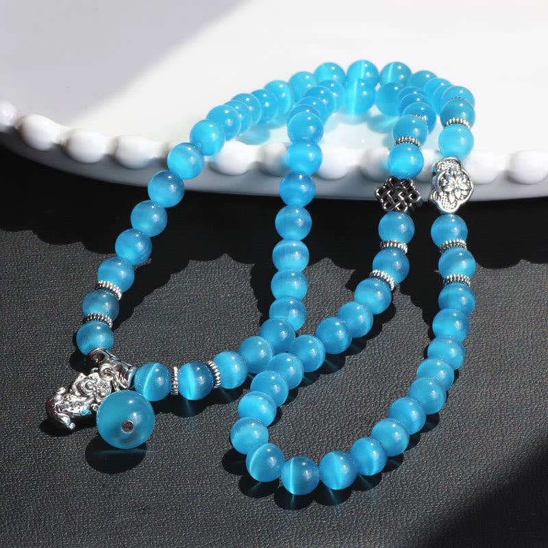 Buddha Stones Cat Eye PiXiu Support Triple Wrap Bracelet